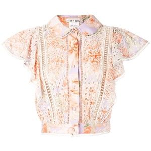 alice + olivia Caven Embroidered Eyelet Blouse